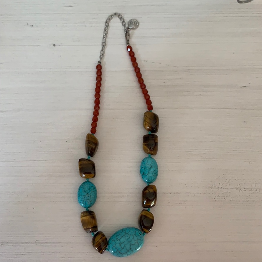 Rj Graziano Tiger Eye Turquoise Necklace 36$